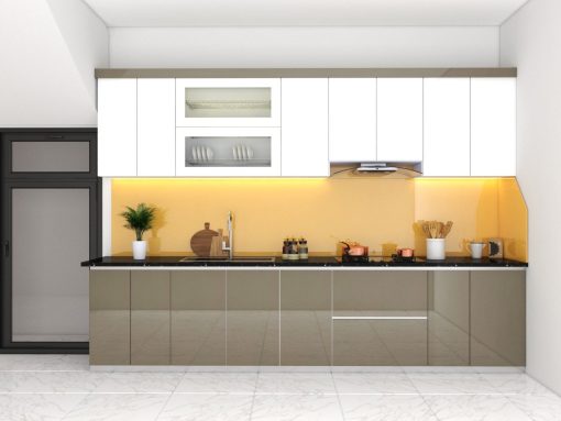 Tủ bếp gỗ công nghiệp phủ acrylic