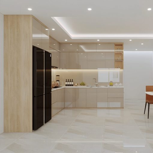 Tủ bếp gỗ công nghiệp phủ acrylic
