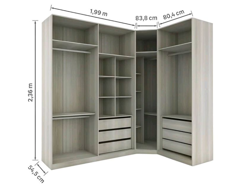 mẫu tủ quần áo chữ L