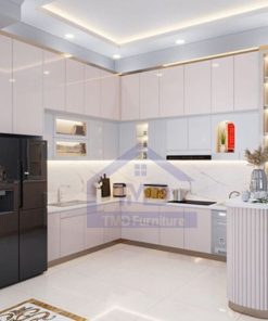 tủ bếp gỗ công nghiệp mdf màu trắng hiện đại