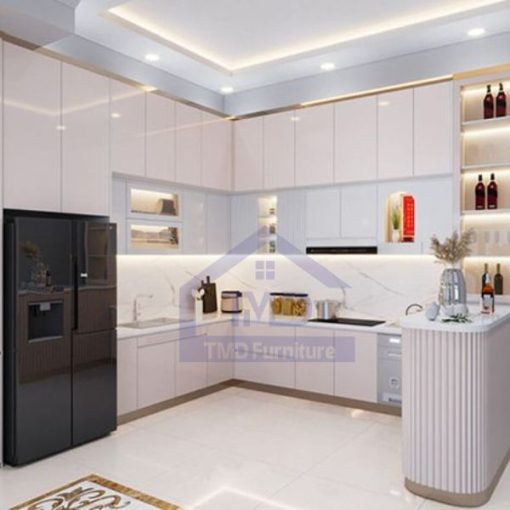 tủ bếp gỗ công nghiệp mdf màu trắng hiện đại