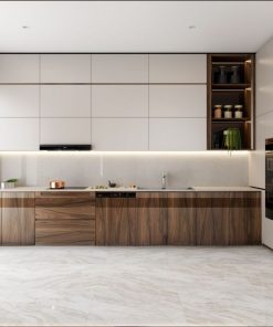 Tủ bếp gỗ công nghiệp MDF lõi xanh chống ẩm kịch trần