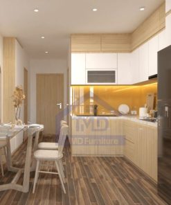 tủ bếp gỗ mdf lõi xanh chống thấm phủ melamine chữ L