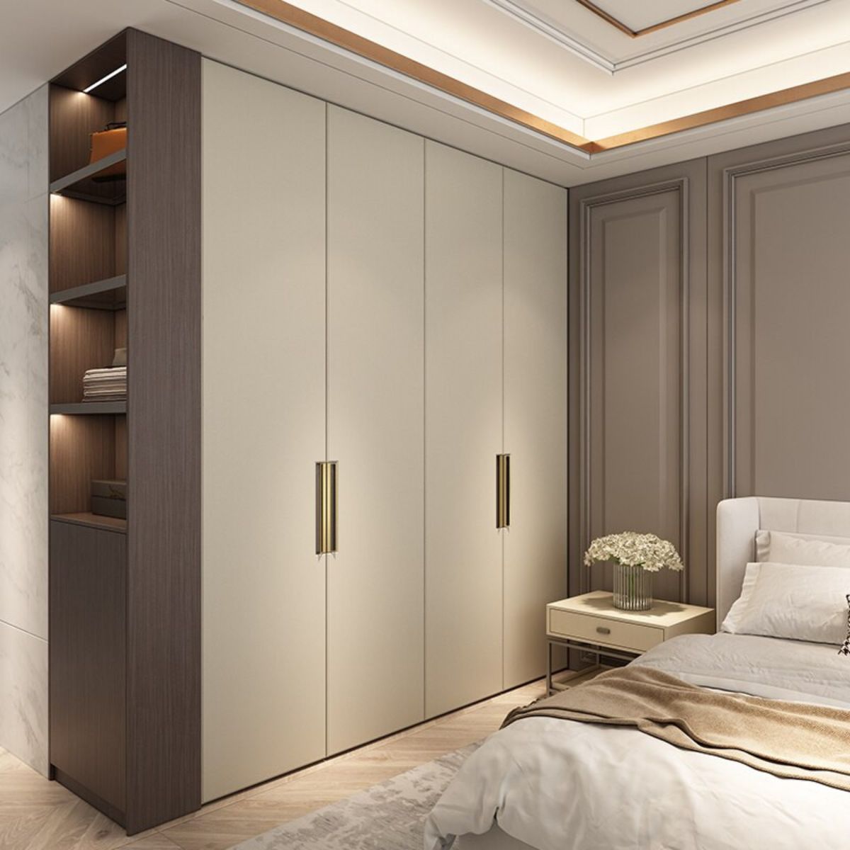 tủ quần áo gỗ công nghiệp 4 cánh