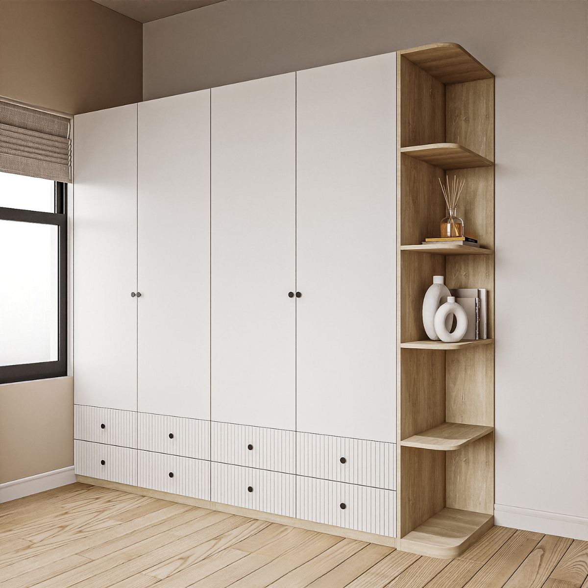 tủ quần áo gỗ công nghiệp 4 cánh